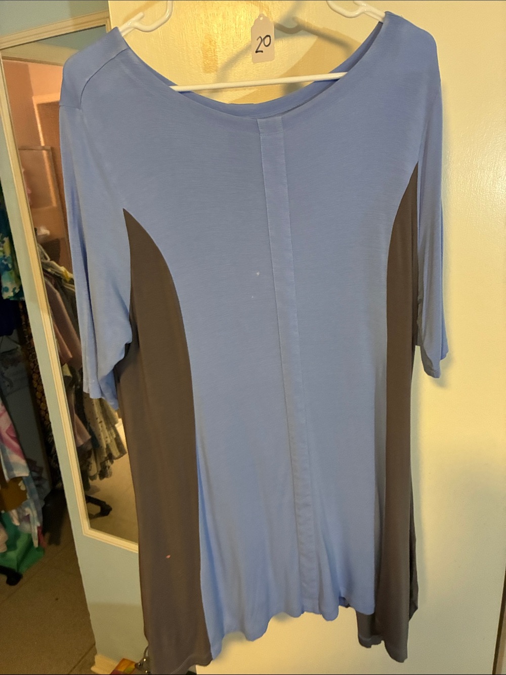 Soft Surroundings Slate Blue Tunic with Charcoal Trim